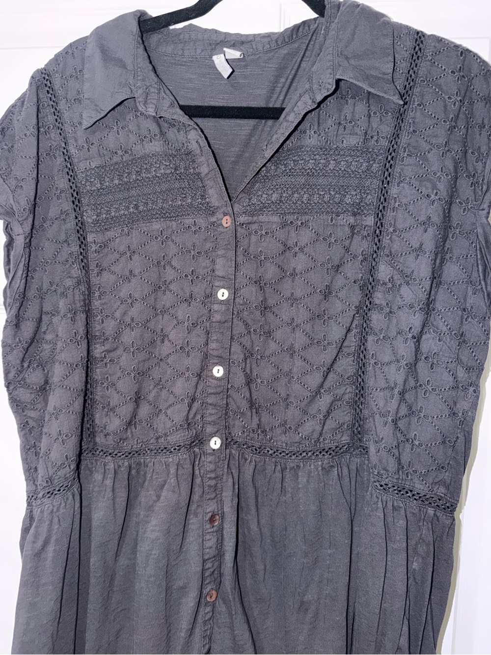 Lace button down